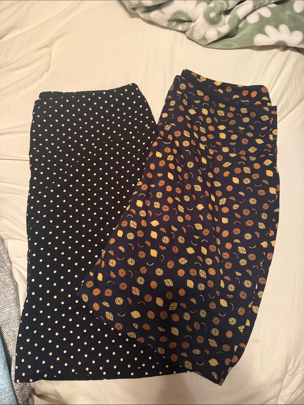 Girls Navy Polka Dot & Citrus Print Skirts - Pack of 2